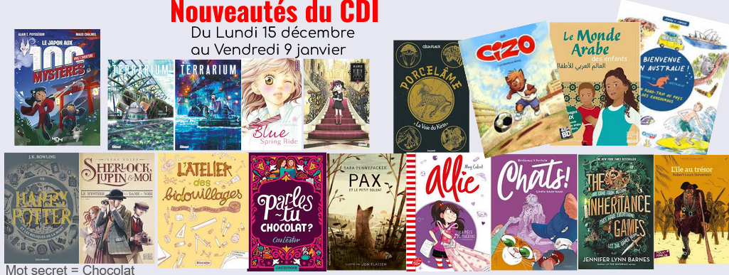 Nouveautés du 12/12 au 09/01